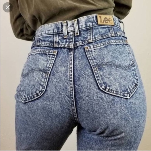 Vintage Lee High Waist Tapered Stone Wash 100% Cotton 10 Petite - Picture 10 of 14